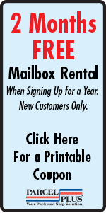 2 Months FREE Mailbox Rental at Parcel Plus Sugar Land